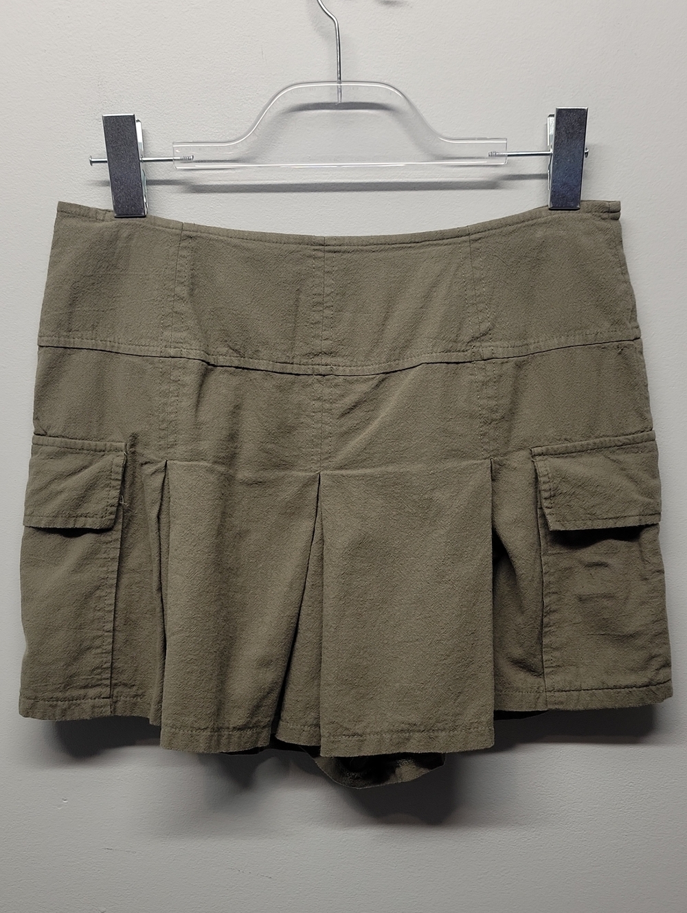 KIRIOUS Los Angeles Micro Mini Cargo Y2K Skirt Olive Green Cotton